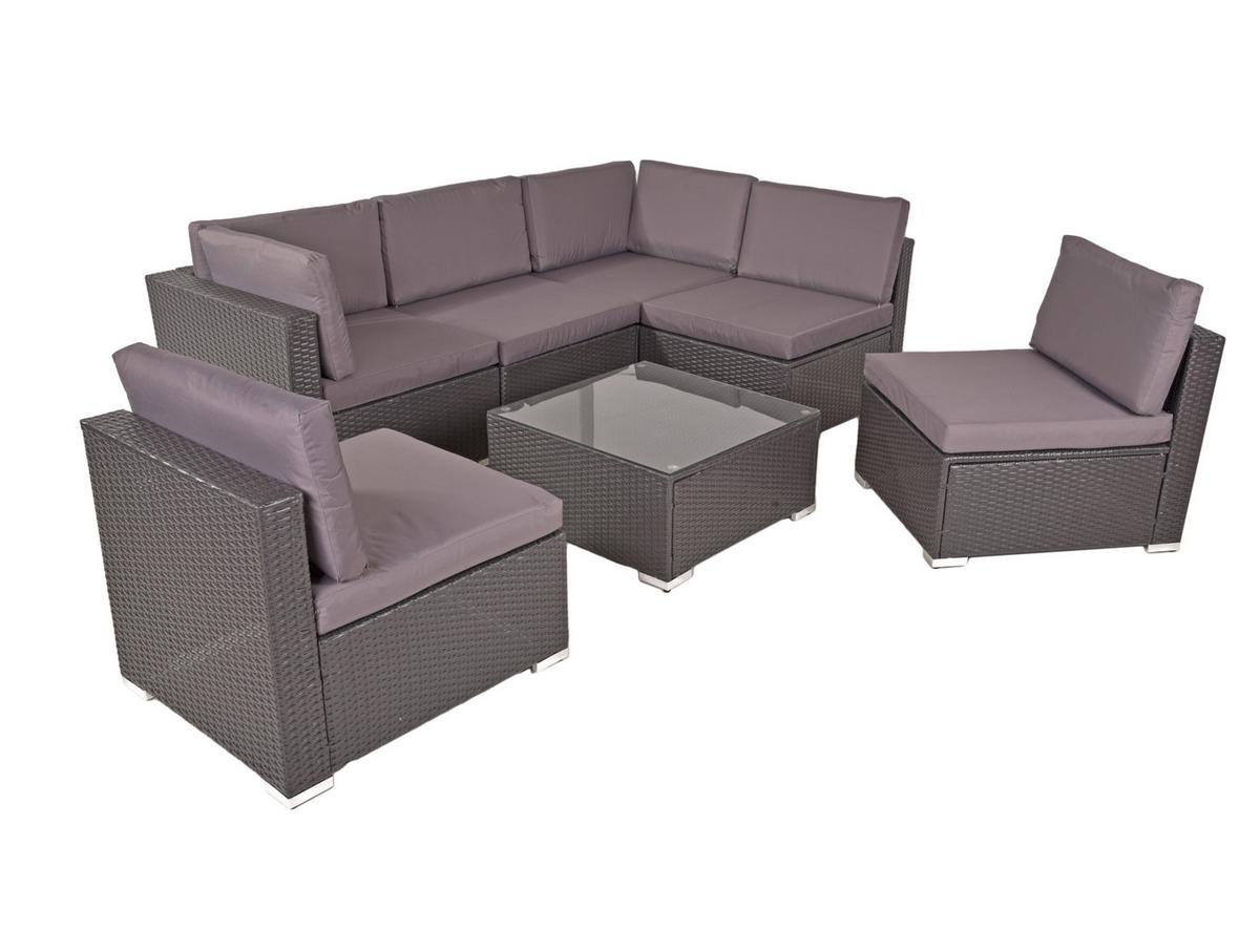 Loungegarnitur Sansibar - Silberfarben/Schwarz, Basics, Glas/Kunststoff (265/218/75cm) - Gardenson