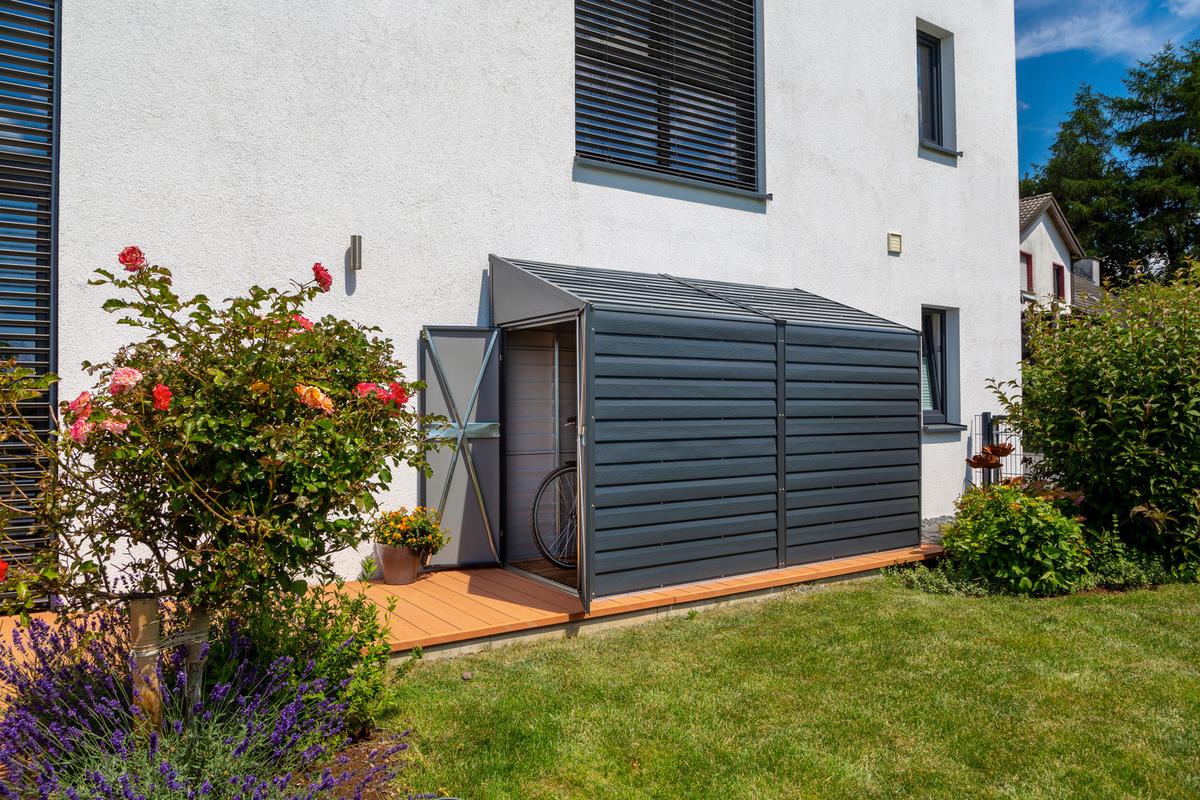 Gerätehaus Mit Pultdach 295x208x124 Cm - Grau, Basics (295/208/124cm)