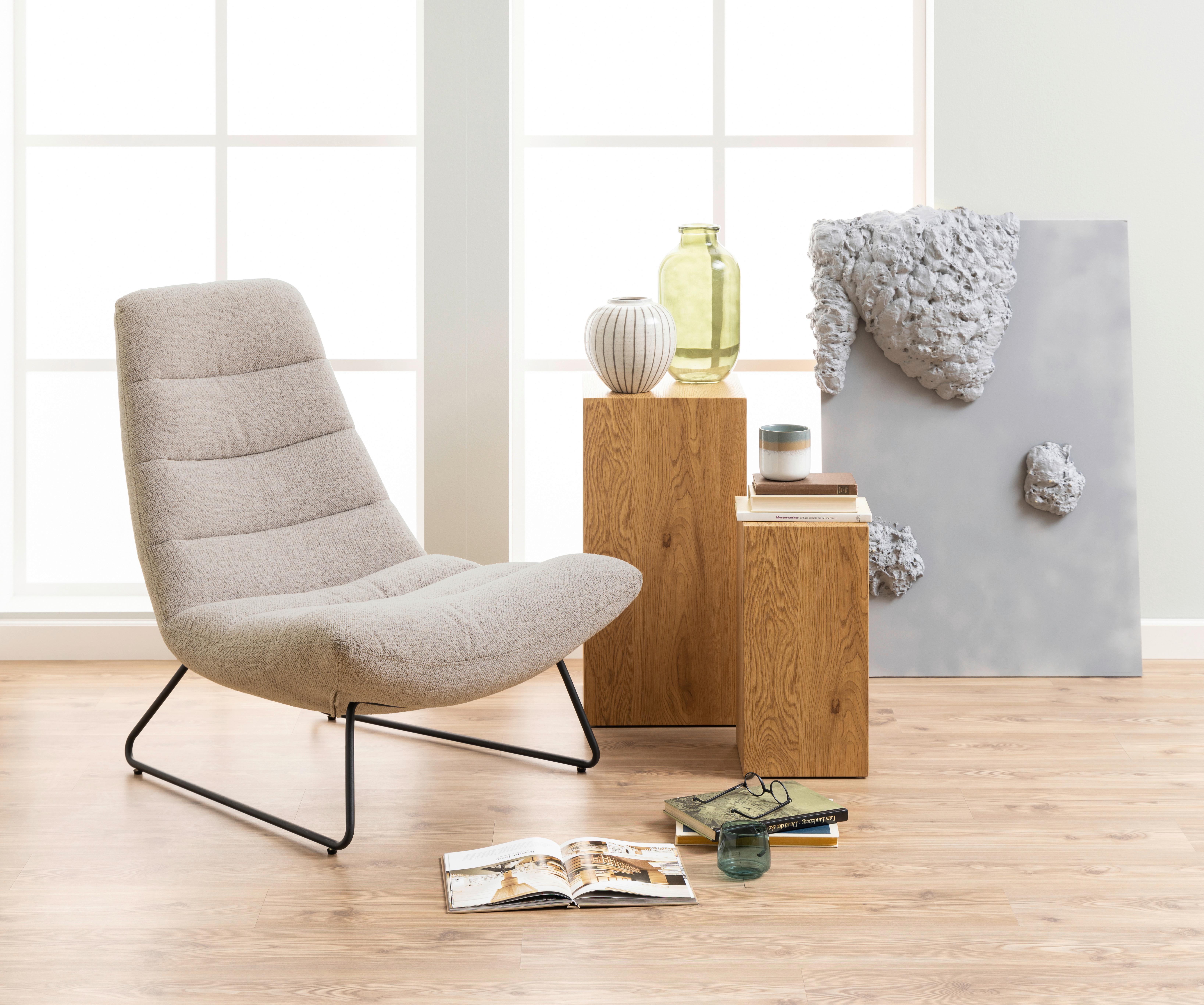 Sessel Milford - Beige/Schwarz, Design, Textil (82,5/97/93cm) - Livetastic