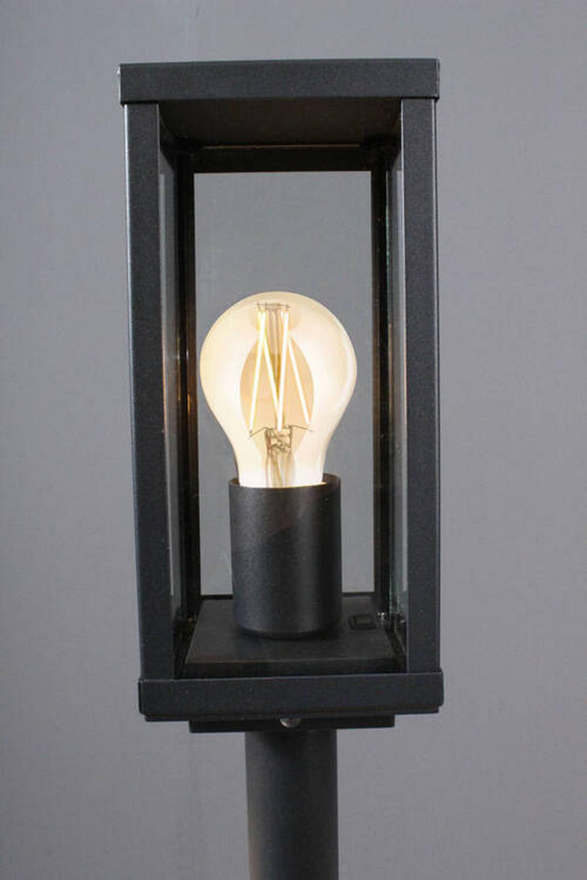 Wegeleuchte Karo 60 Watt Glas Metall - Klar/Schwarz, Basics, Glas/Metall (100/11/11cm)