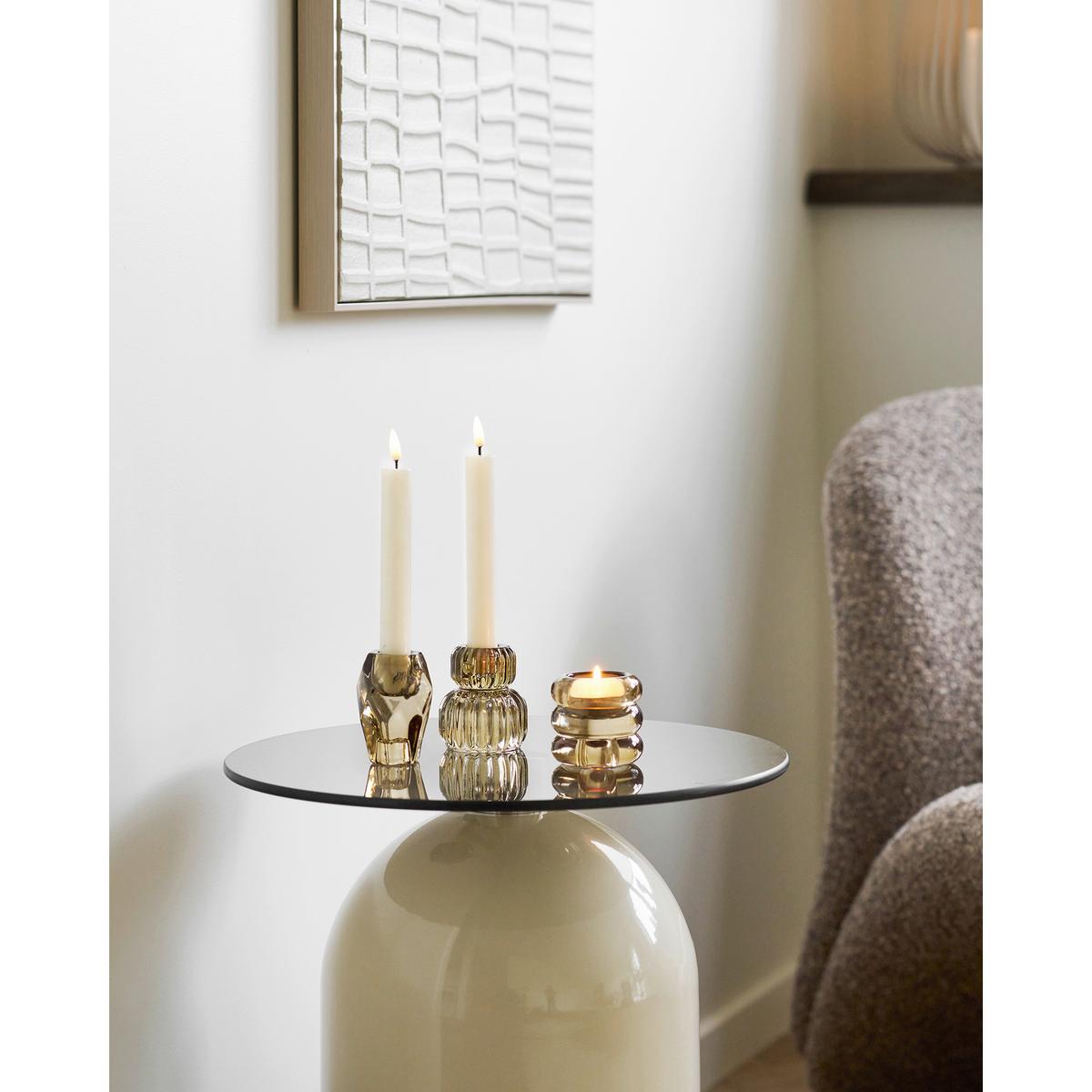Beistelltisch Ravello Beige B: 40cm - Beige, Design, Glas/Metall (40/40/52cm) - MID.YOU