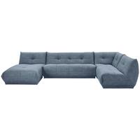 Wohnlandschaft Giselle Blaugrau Lederlook - Blaugrau, Trend, Textil (185/390/210cm) - Livetastic