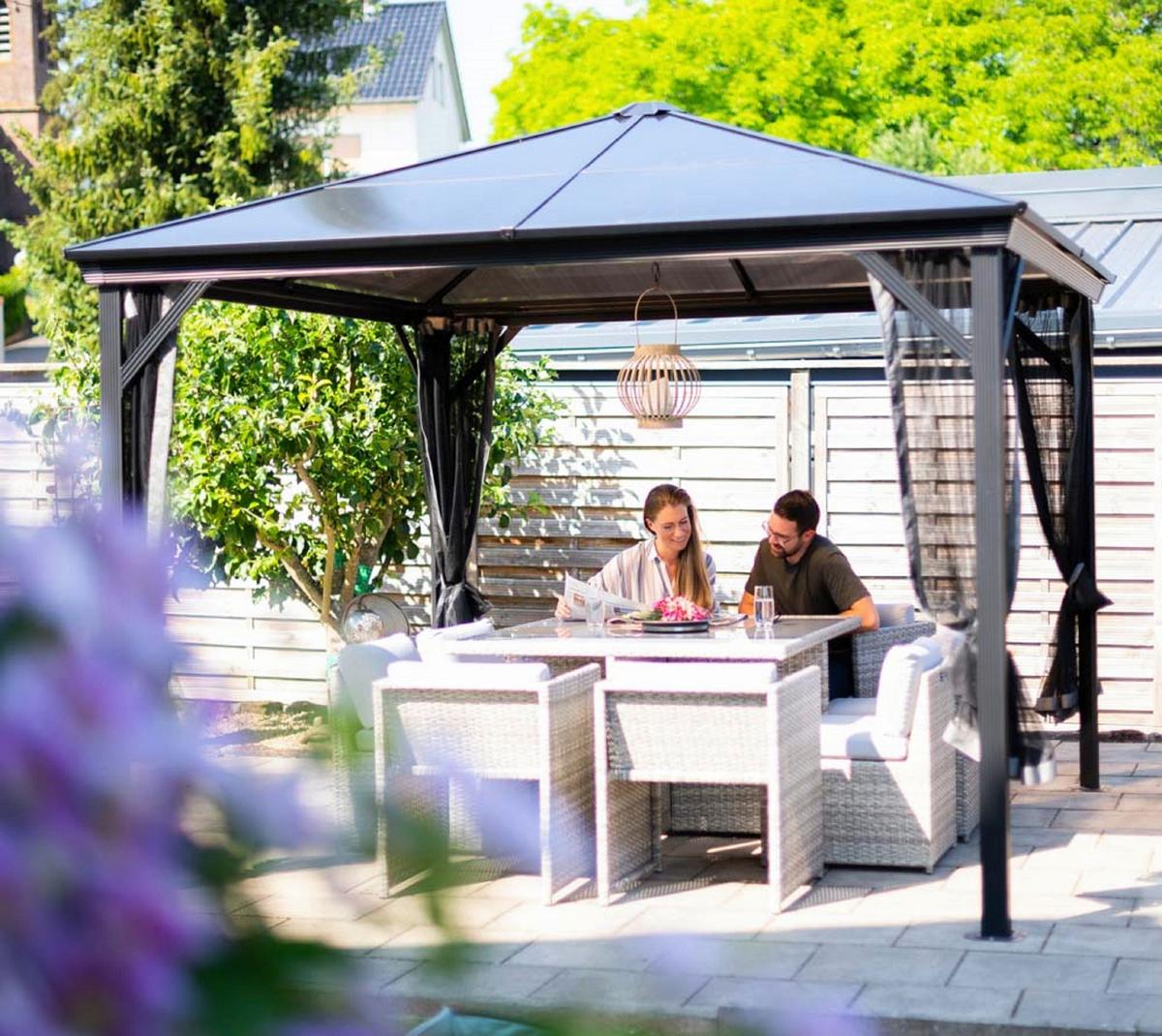 Pavillon Verona 298x298 Cm Wetterfest Gartenpavvilon - Anthrazit, Basics, Kunststoff/Metall (298/261/298cm)