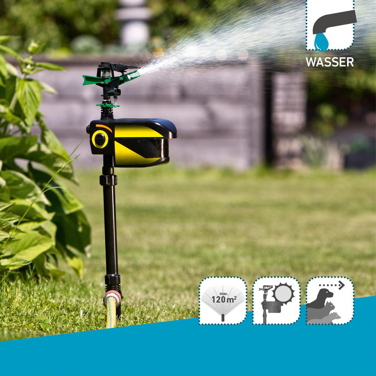 Wassersprinkler-Tiervertreiber mit Bewegungsmelder - Schwarz, Basics (19/11,5/65cm)