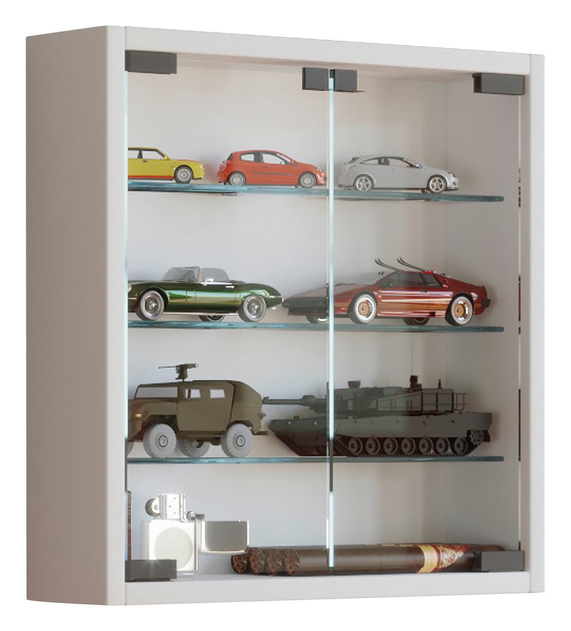 Závesná vitrína Mandosa S š: 40 cm biela - číra/čierna, Konventionell, kompozitné drevo/plast (40/40/10cm) - MID.YOU