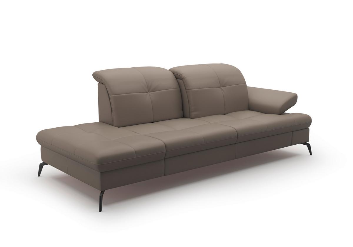 Récamiere Amica E, Grau B: 231 Cm - Schwarz/Grau, KONVENTIONELL, Leder (231/90/122cm) - Sit & More