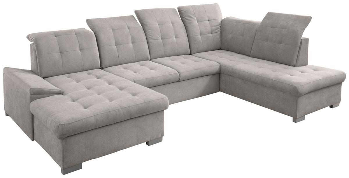 Wohnlandschaft Zira Grau U: 169x330x212cm - Chromfarben/Grau, MODERN, Textil (169/330/212cm) - Livetastic