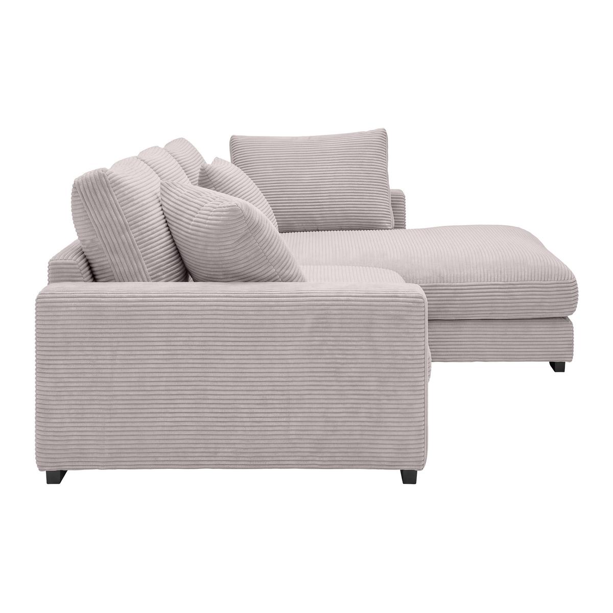 Rohová sedačka PEDRO, pravá, růžový manšestr - růžová/černá, Moderní, textil/plast (300/190cm) - Mömax
