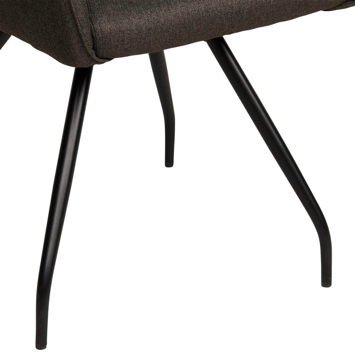 Armlehnstuhl Pam Braun, Sitzfl. 360° Drehbar - Graubraun/Schwarz, KONVENTIONELL, Holz/Textil (57/85.5/60cm) - MID.YOU