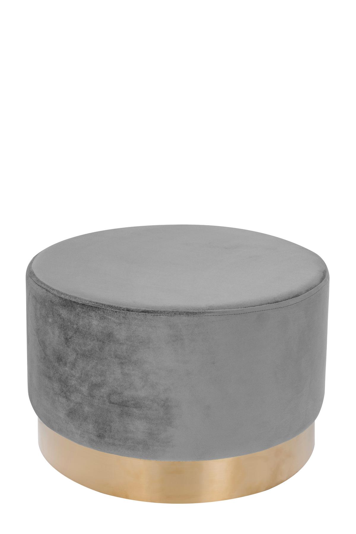 Pouf Samt Grau/goldfarben Dxh: Ca. 55x43 Cm - Goldfarben/Grau, Basics, Holz/Holzwerkstoff (55/43cm) - Kayoom