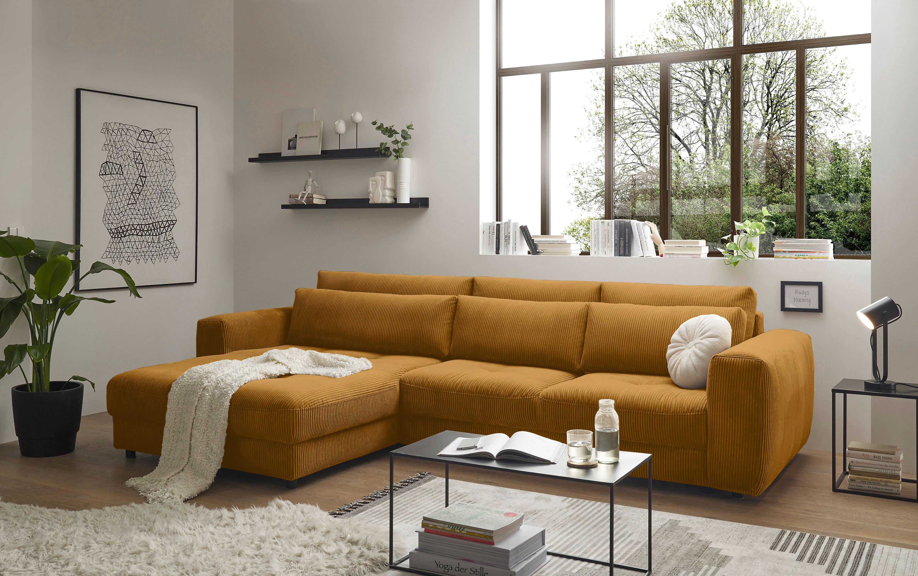 Ecksofa Barura 2s. Urc Gelb S: 194/333 cm - Gelb/Schwarz, KONVENTIONELL, Holzwerkstoff/Textil (194/333cm) - MID.YOU