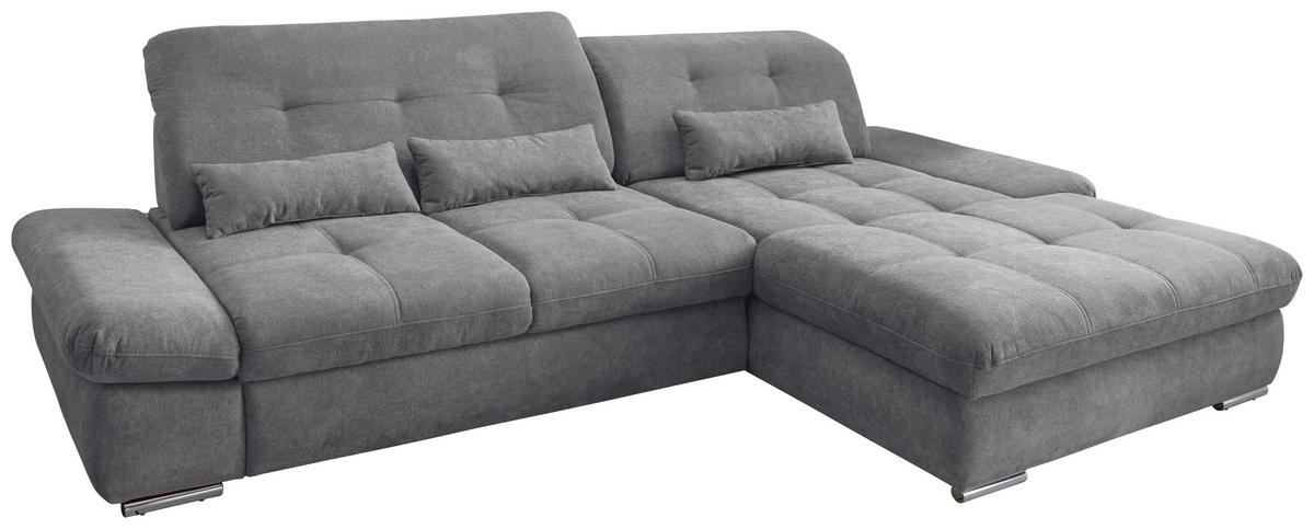 Ecksofa Dalida Dunkelgrau S: 300x196cm - Chromfarben/Dunkelgrau, MODERN, Textil (300/196cm) - Livetastic