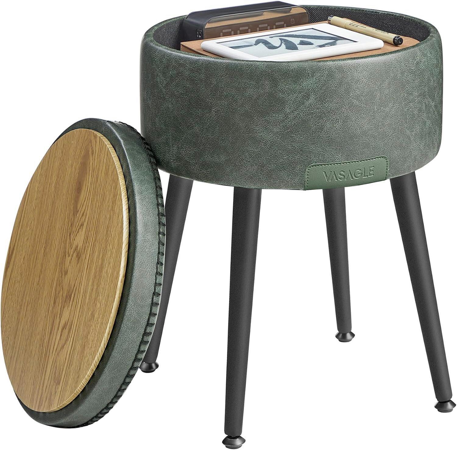 Hocker Schwarz, Dunkelgrün B: 32 cm - Dunkelgrün/Creme, Trend, Holzwerkstoff/Textil (32/44/32cm) - MID.YOU