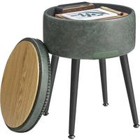 Hocker Schwarz, Dunkelgrün B: 32 cm - Dunkelgrün/Creme, Trend, Holzwerkstoff/Textil (32/44/32cm) - MID.YOU