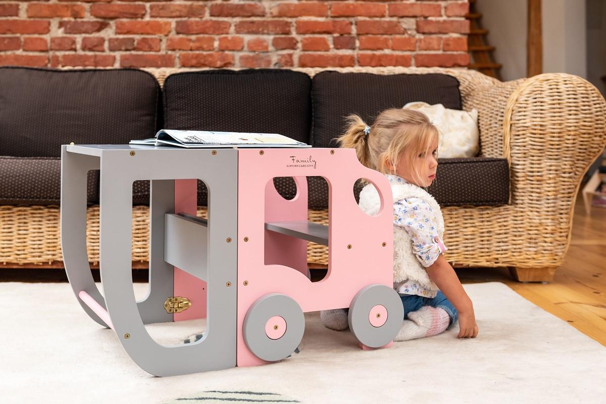 Hochstuhl Car Step Stool Aus Holz Grau/pink - Pink/Grau, Basics, Holz (38/90/40cm)