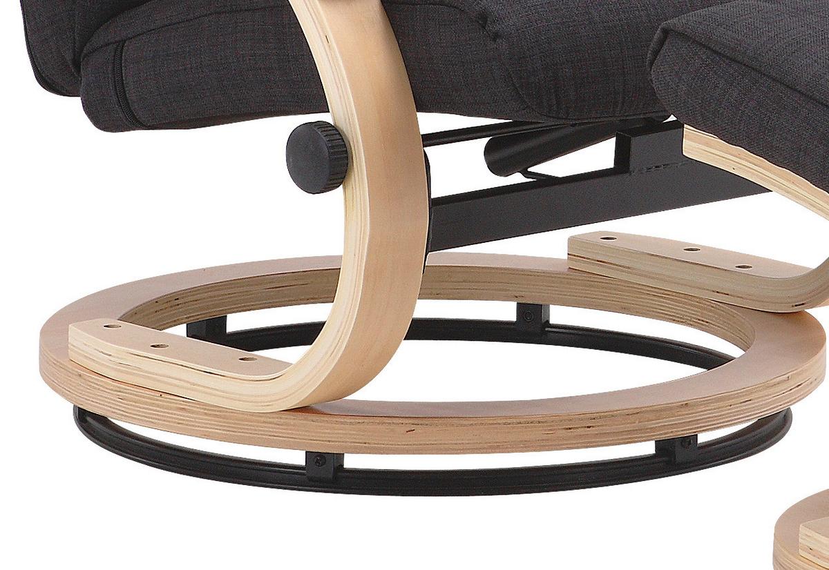 Fernsehsessel mit Fußhocker Niklas Webstoff Dunkelgrau - Dunkelgrau/Naturfarben, MODERN, Holz/Textil (66/98-86/80-110cm) - Ondega