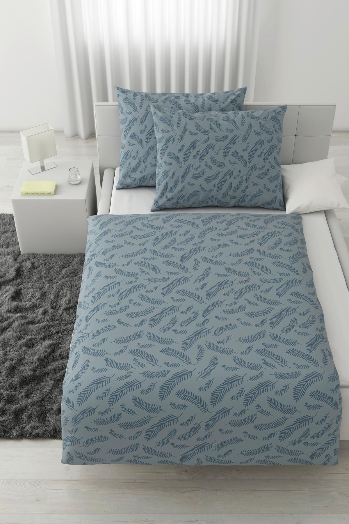 Povlečení Ferns XXL, 2x70/90 200/220cm - modrá, Moderní, textil (200/220cm) - Mömax