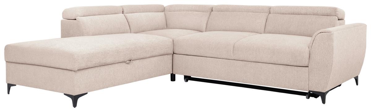 Ecksofa Lapis Creme S: 217/255 Cm - Creme/Schwarz, KONVENTIONELL, Textil (217/255cm) - MID.YOU