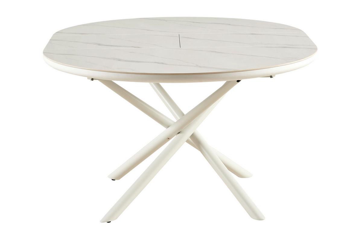 Esstisch Weiß B: 120-160 Cm - Weiß, MODERN, Keramik/Holzwerkstoff (120-160/120/76cm) - Livetastic