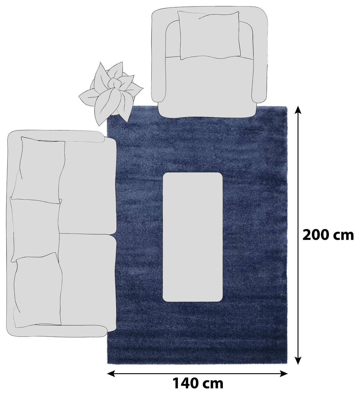 Hochflorteppich Bellevue Blau 140x200 cm - Blau, Basics, Textil (140/200cm) - Novel