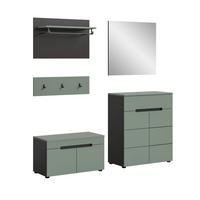 Garderobe Canu 4-teilig Grau/grün B: 175 Cm - Graugrün/Grau, Design, Holzwerkstoff (175/190/37cm) - Livetastic