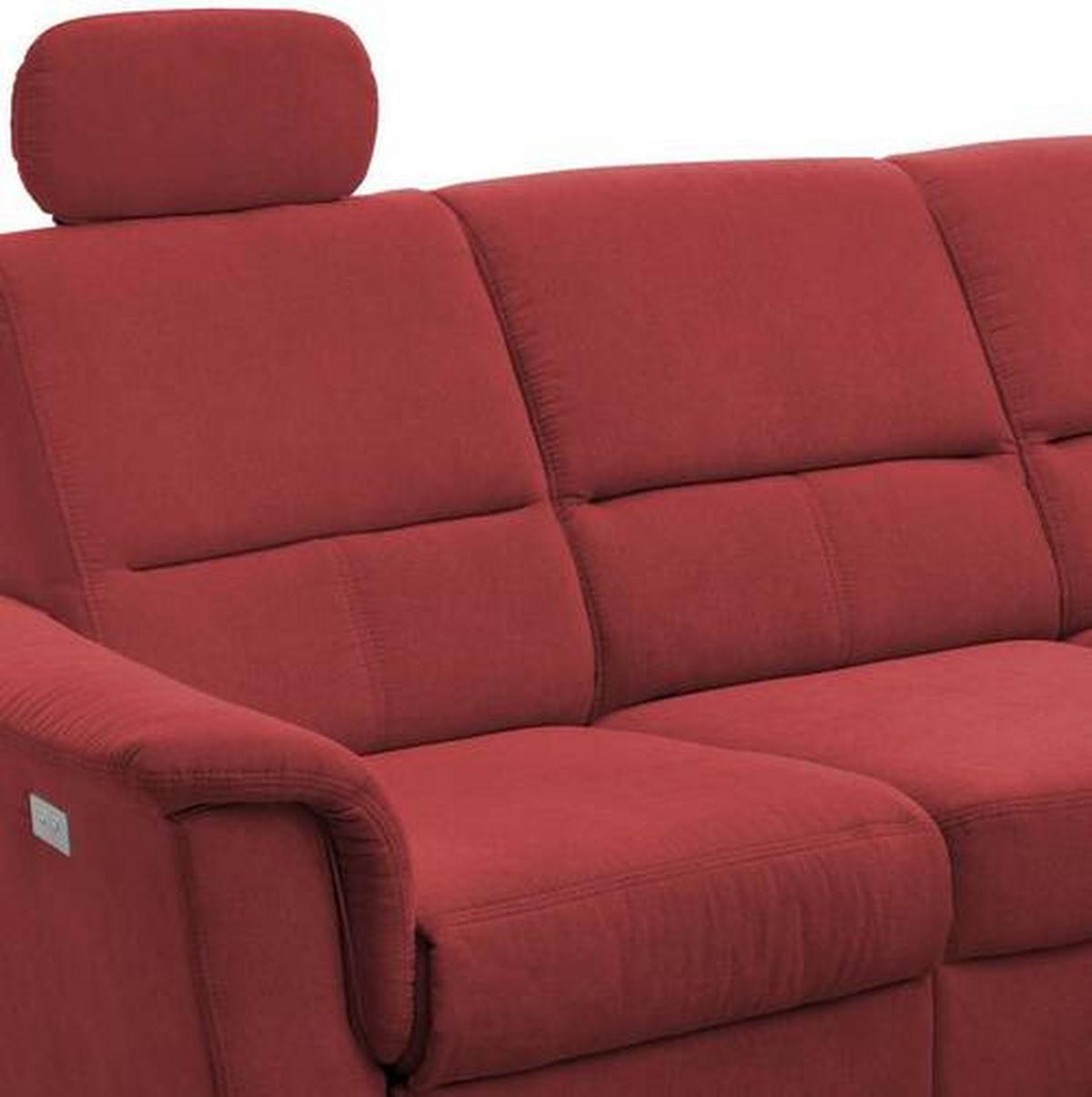 Ecksofa mit Relaxfunktion + USB Anschluss Parole, Mikrof. - Chromfarben/Rot, MODERN, Textil (231/165cm) - Livetastic