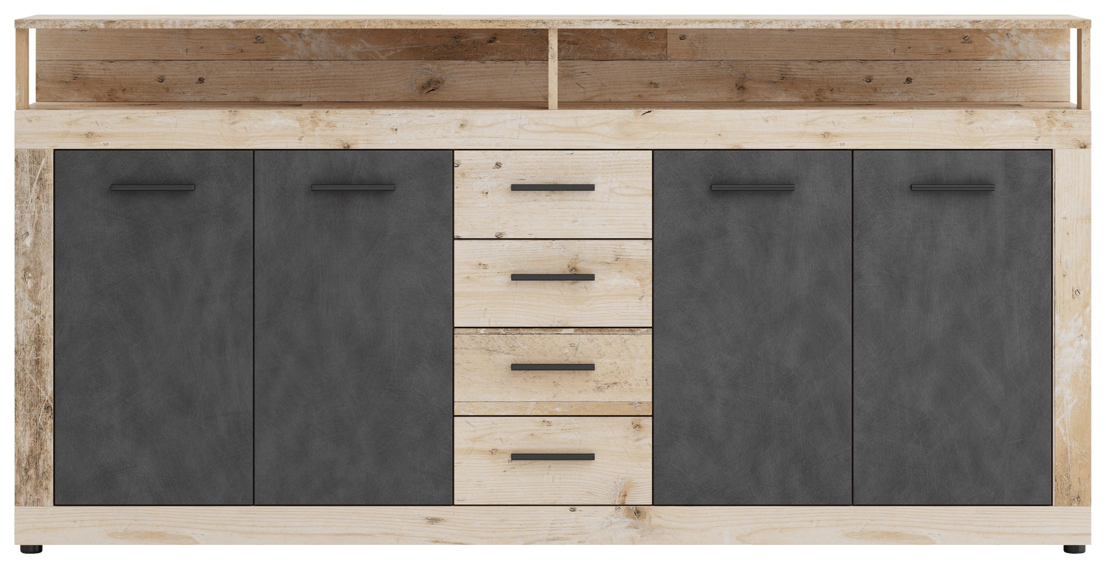 Sideboard Lupo Eiche Dekor Anthrazit B: 190 Cm - Eichefarben/Anthrazit, Design, Holzwerkstoff (190/96/32cm) - MID.YOU