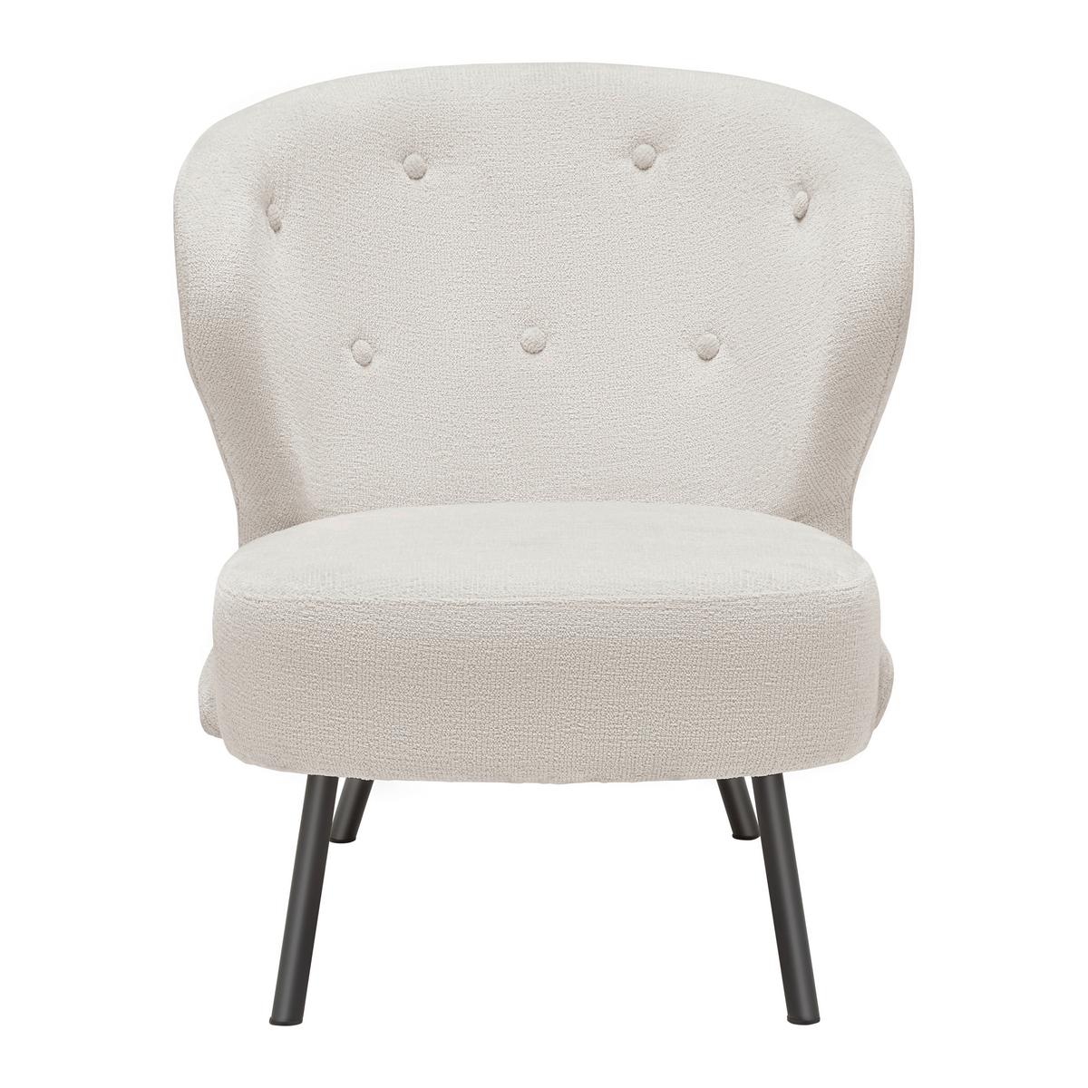 Trendové kreslo FLORIS, béžová ženilka, max. 140 kg - čierna/béžová, Romantik / Landhaus, kov/drevo (67/77/73cm) - Mömax