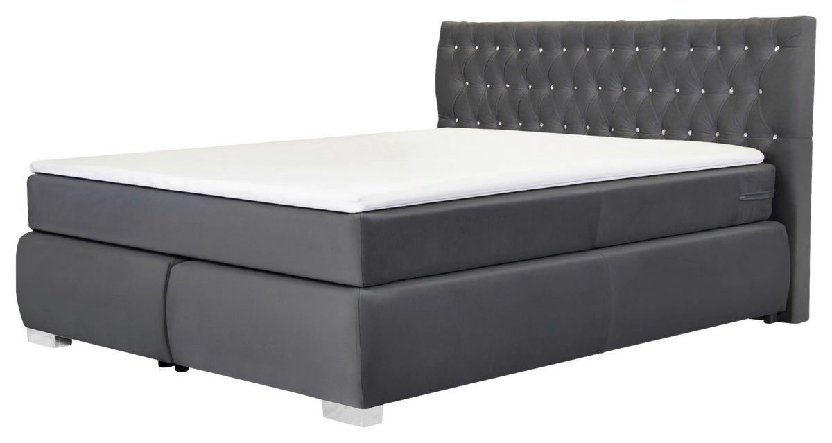 Boxspringbett Rumba Inkl. Matratze 120x200 - Platinfarben/Grau, Basics, Textil (120/200cm) - Livetastic
