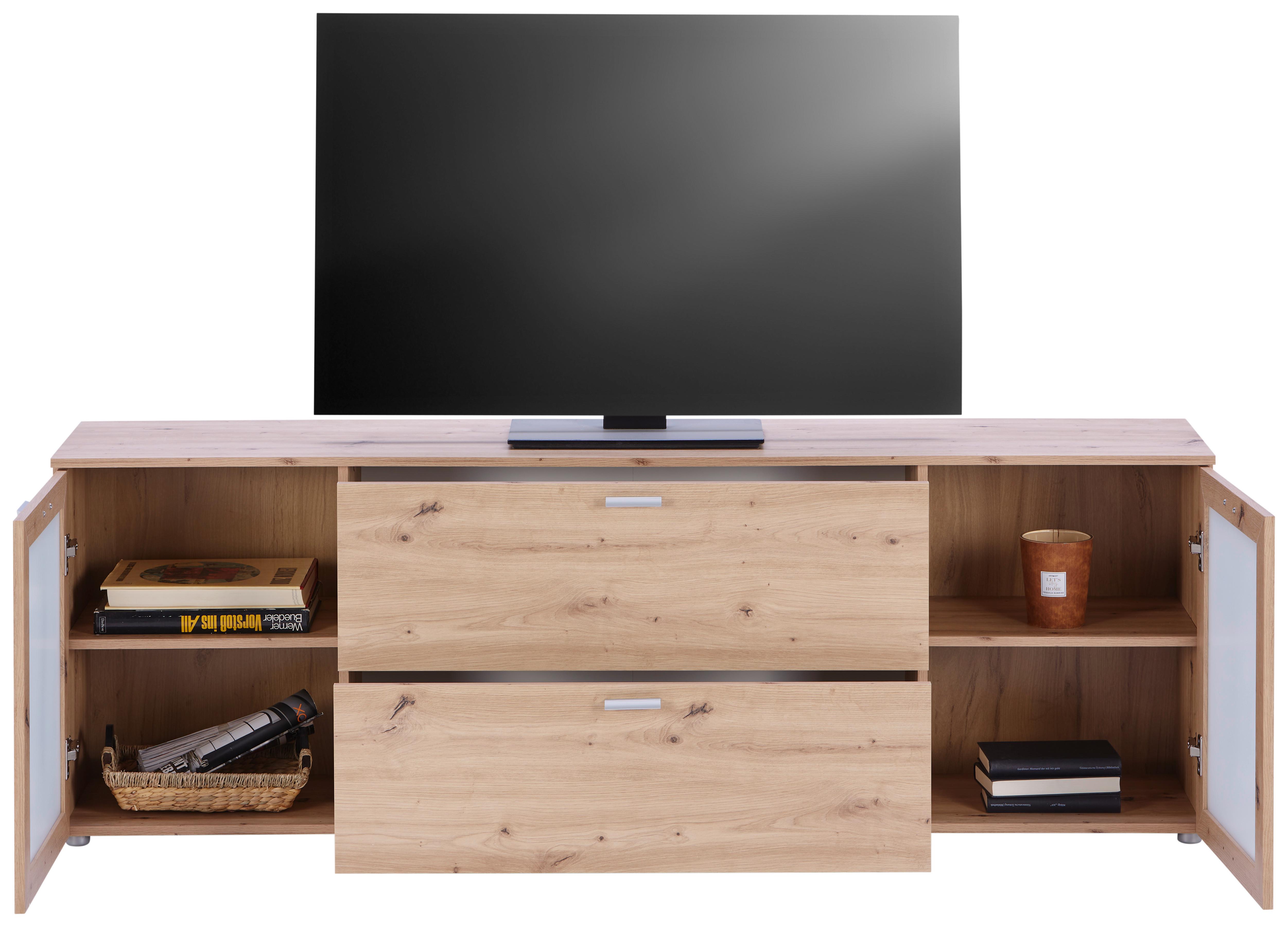 Tv-lowboard Xeno B: 180 Cm Eiche Artisan - Eiche Artisan, MODERN, Glas/Holzwerkstoff (180/62/37cm)