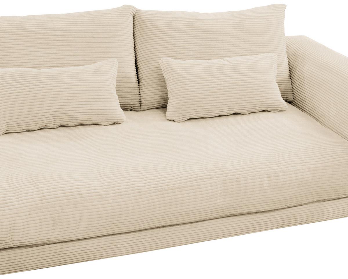 Ecksofa Berlin Cord Creme 172x313 cm - Creme/Schwarz, Design, Textil (172/313cm) - Livetastic