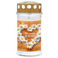 Grabkerze Herzblüte - Goldfarben/Weiß, Basics (7,7/18/7,7cm)
