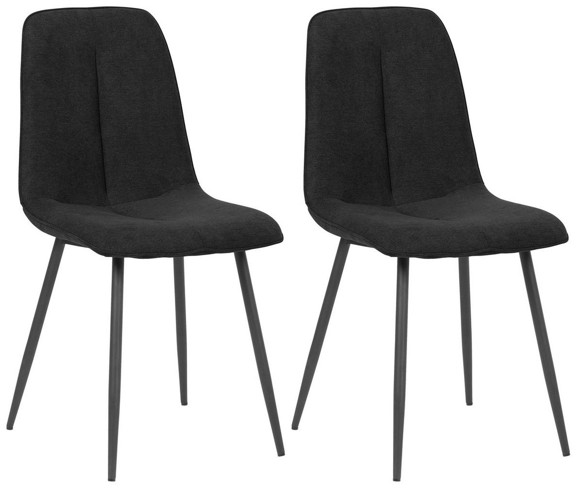 Stuhl Lago Schwarz Gepolstert 2er-Set - Schwarz, MODERN, Holz/Textil (47/87/58cm) - P & B