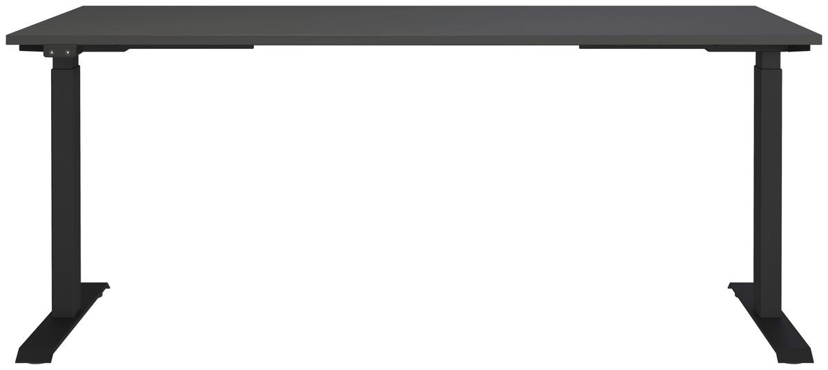 Schreibtisch Schwarz/Graphitfarben L: 180cm - Schwarz/Graphitfarben, MODERN, Holzwerkstoff/Metall (180/80/72-120cm) - Germania