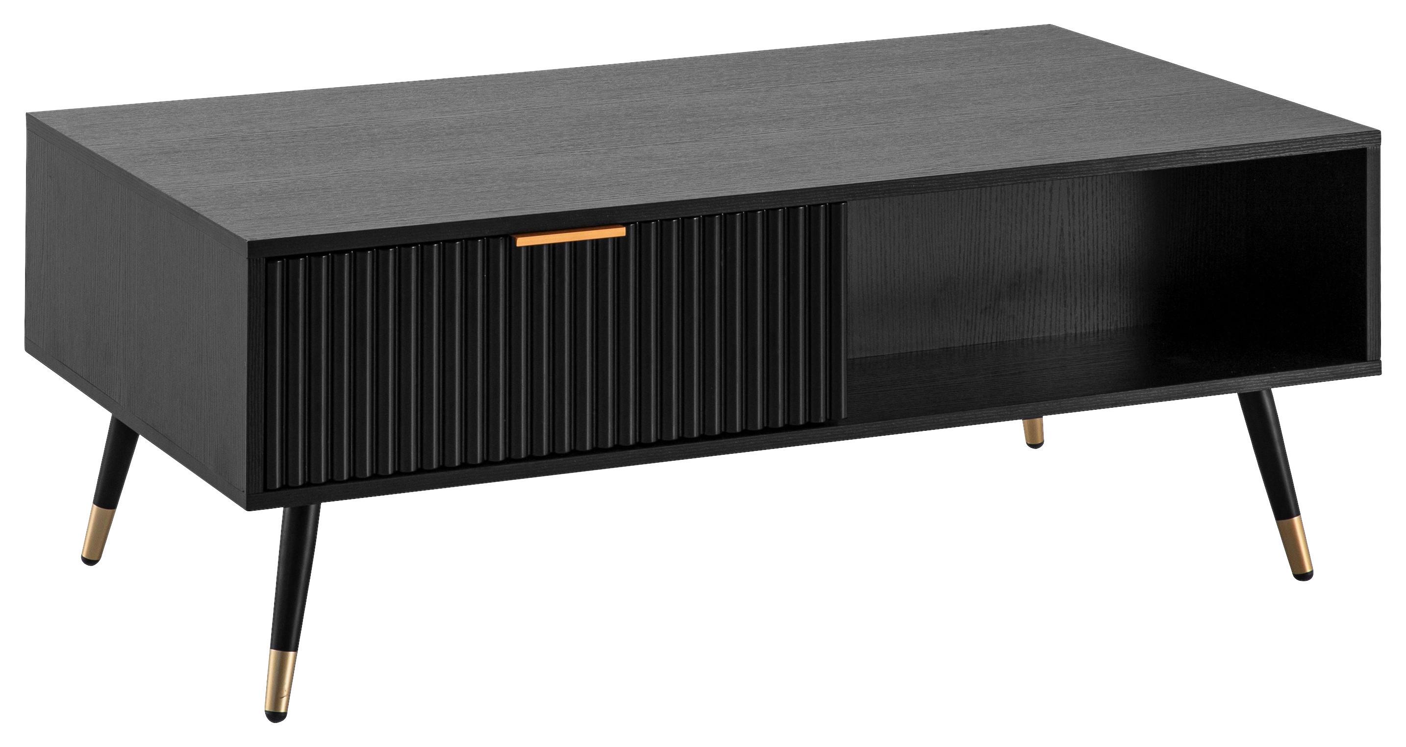 Couchtisch Schwarz L: 110 Cm - Goldfarben/Schwarz, Design, Holzwerkstoff/Metall (110/60/43cm) - MID.YOU