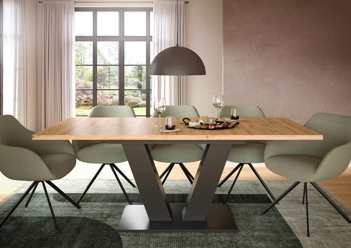 Ausziehtisch Marlon 150 Az 150-190x90x75 cm Artisan Grau - Trend, Holzwerkstoff (150-190/90/75cm) - MID.YOU