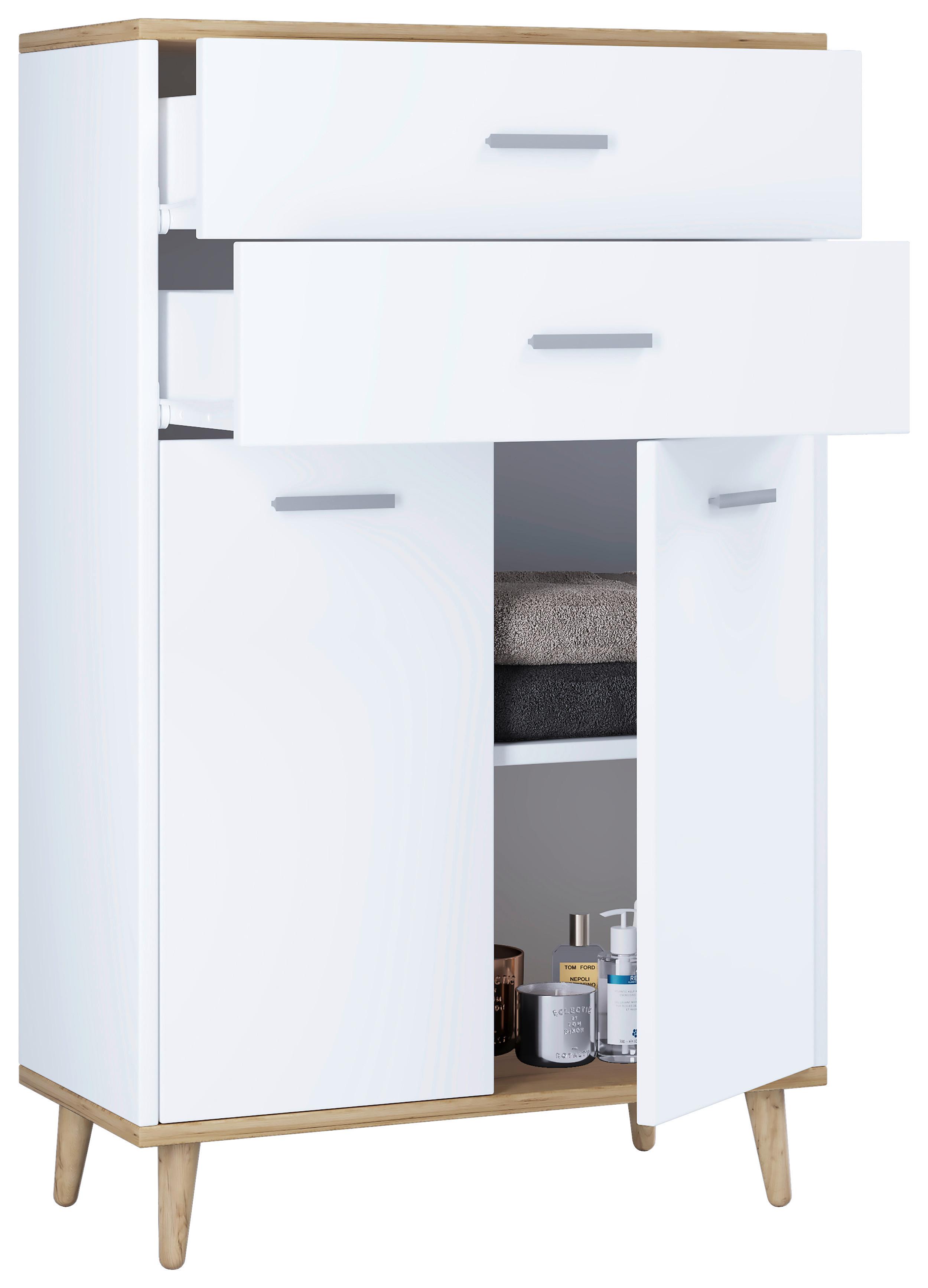 Kommode Mit Einlegebödedn B: 60 Cm Landos Weiß - Honigeiche/Weiß, MODERN, Holzwerkstoff (60/97/28cm) - MID.YOU