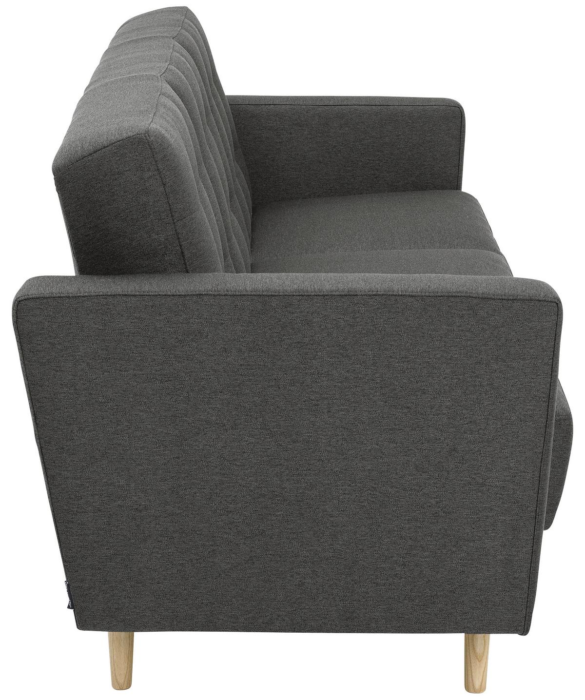 3-Sitzer-Sofa + Schlaffunktion Jasmin mit Armlehnen Anthrazit - Eschefarben/Anthrazit, MODERN, Textil (224/81/83cm) - Max Winzer