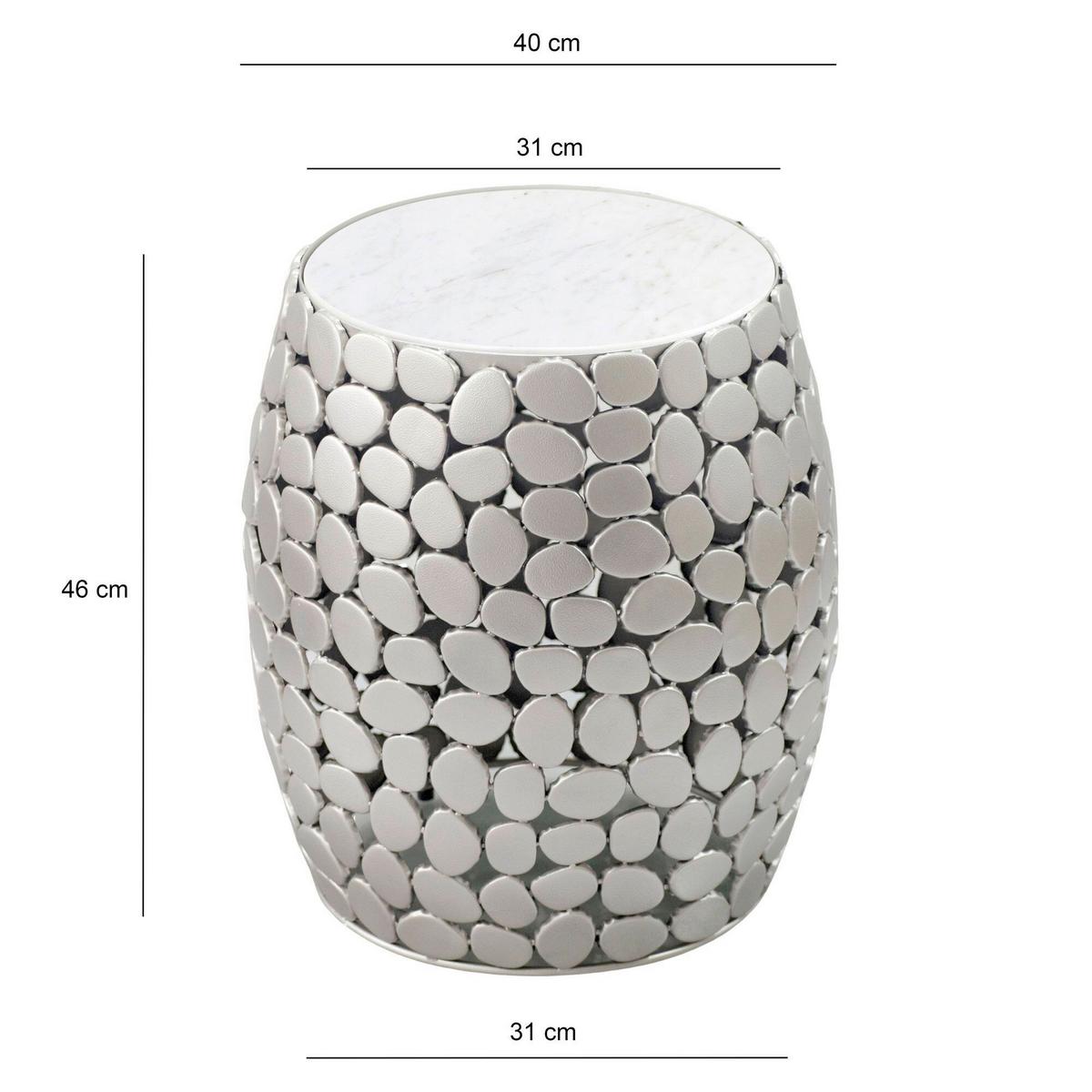 Beistelltisch Silberfarben B: 40 cm - Silberfarben, Design, Stein/Metall (40/46/40cm) - Livetastic