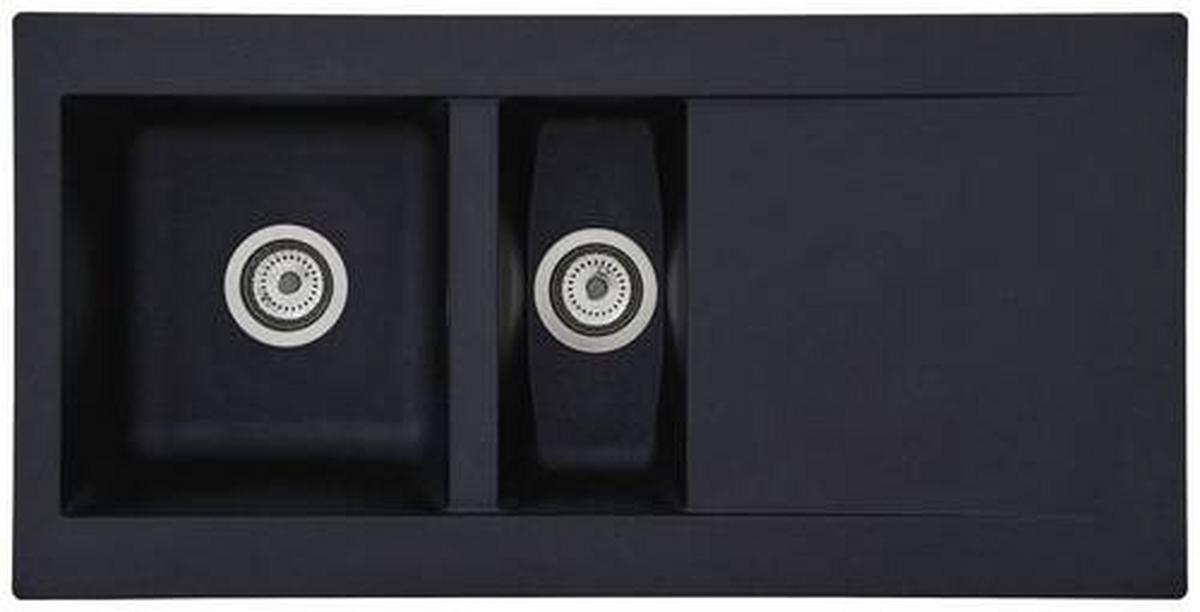 Spüle Respekta Denver Kunststein Bxt: 100x50 Cm - Schwarz, Trend, Glas/Kunststoff (100/20/50cm) - Respekta