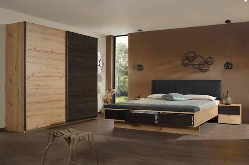 Schwebetürenschrank Apollon Eiche Artisan/schwarz B: 226cm - Schwarz/Eiche Artisan, MODERN, Holzwerkstoff (226/210/62cm) - Rauch Möbel