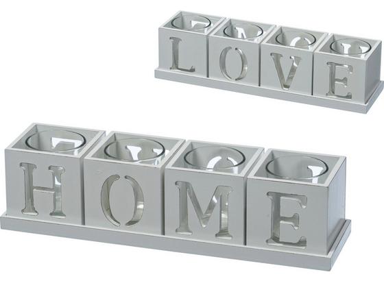 Držák Na Čajovou Svíčku Home & Love - bílá, kompozitní dřevo/sklo (30/7,5/7,5cm) - Modern Living Držák Na Čajovou Svíčku Home & Love - bílá, kompozitní dřevo/sklo (30/7,5/7,5cm) - Modern Living
