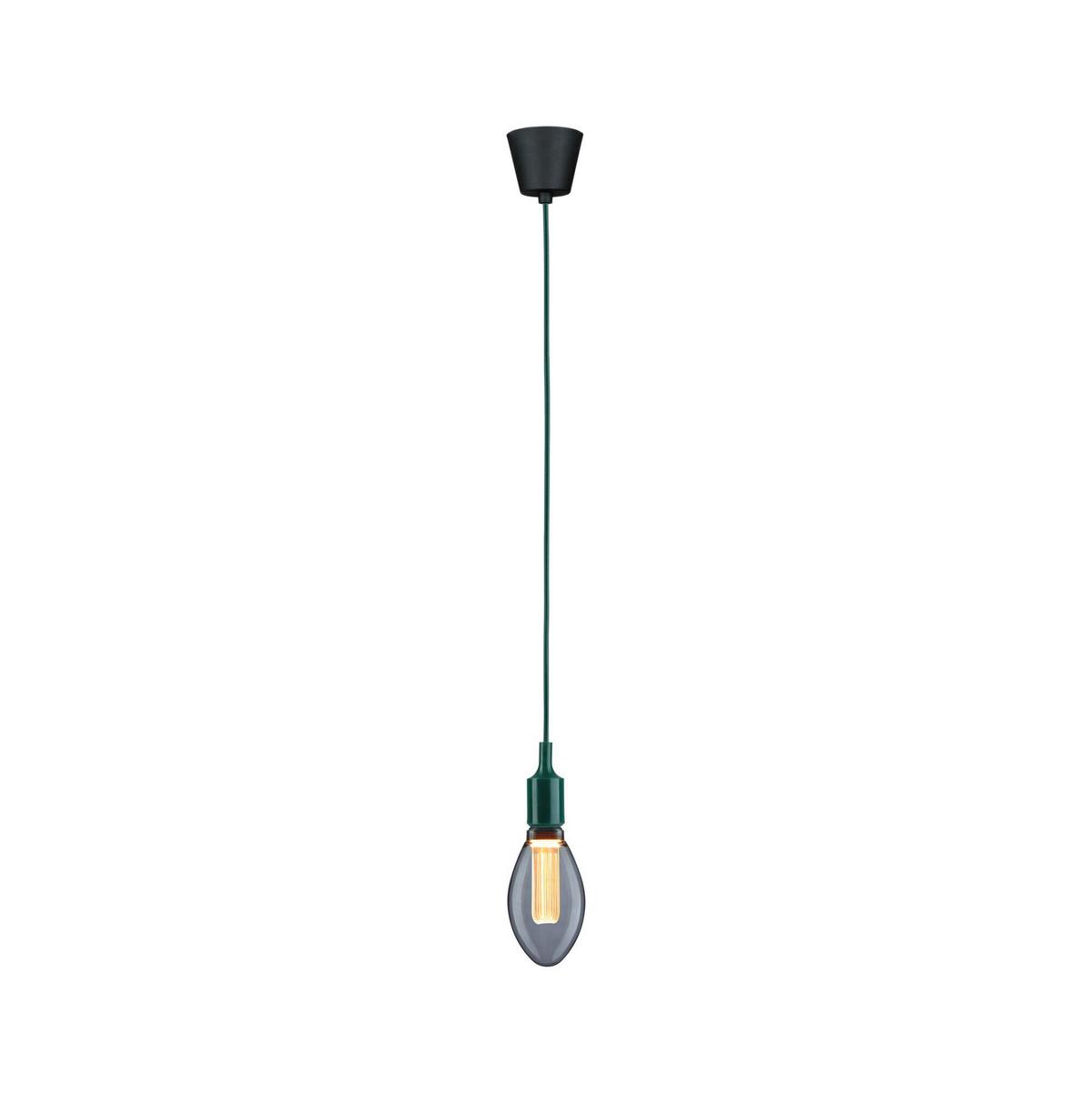 Hängeleuchte Ø 9 cm 1-Flammig - Schwarz/Grün, Basics, Kunststoff/Textil (9,0/218cm) - Paulmann