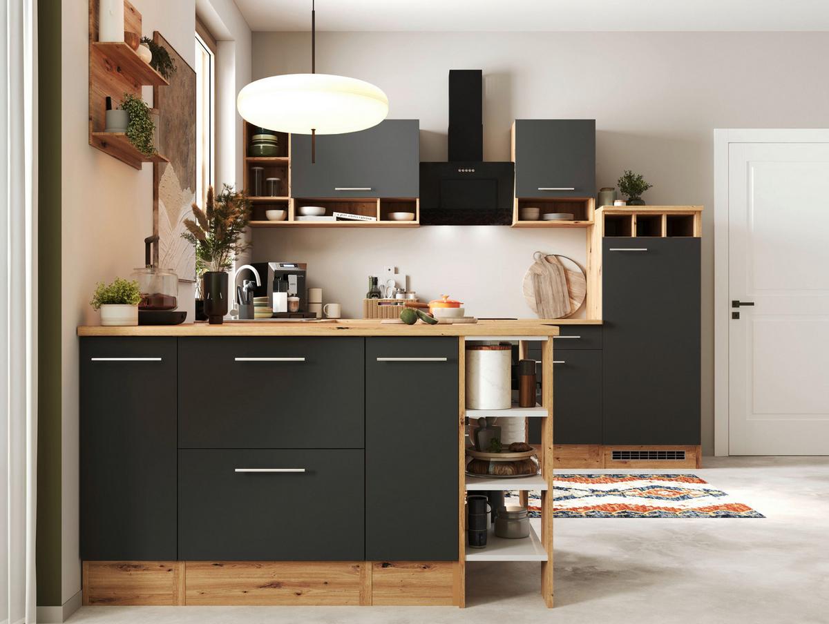 Eckküche Hilde Winkelküche 280 Cm - Wildeiche/Grau, Design, Holzwerkstoff (280/172cm) - Respekta