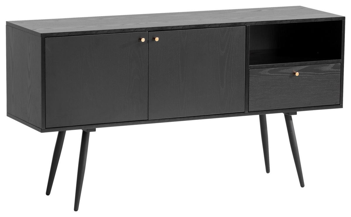 Široká komoda čierna - čierna/zlatá, Konventionell, kov/kompozitné drevo (140/75/40cm) - Livetastic