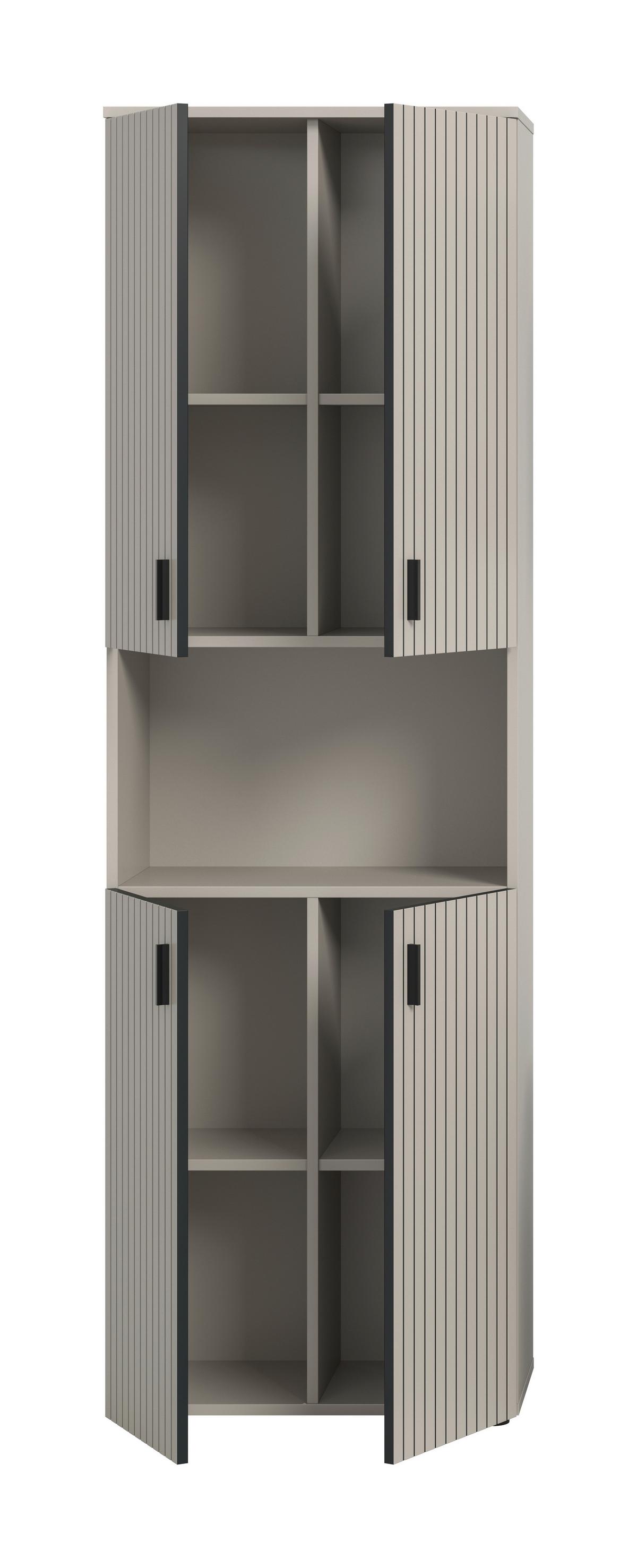 HOCHSCHRANK Mone Kaschmir B: 60cm - Kaschmir/Schwarz, Trend, Holzwerkstoff (60/192/30cm) - MID.YOU