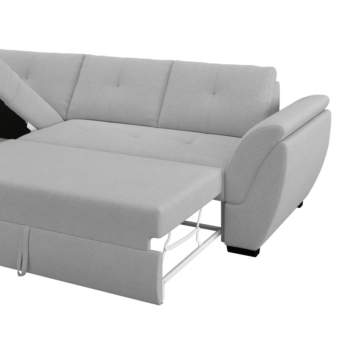 Rohová sedačka BERISSO, ľavá, svetlosivá tk. VINCI - čierna/svetlosivá, Konventionell, textil/plast (187/278cm) - Ondega