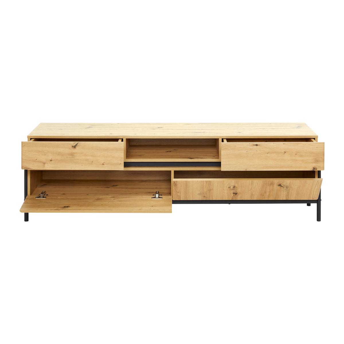 TV diel JASMINA farby dubu - čierna/farba duba, Modern, kov/drevo (175/54/41,5cm) - Bessagi Home