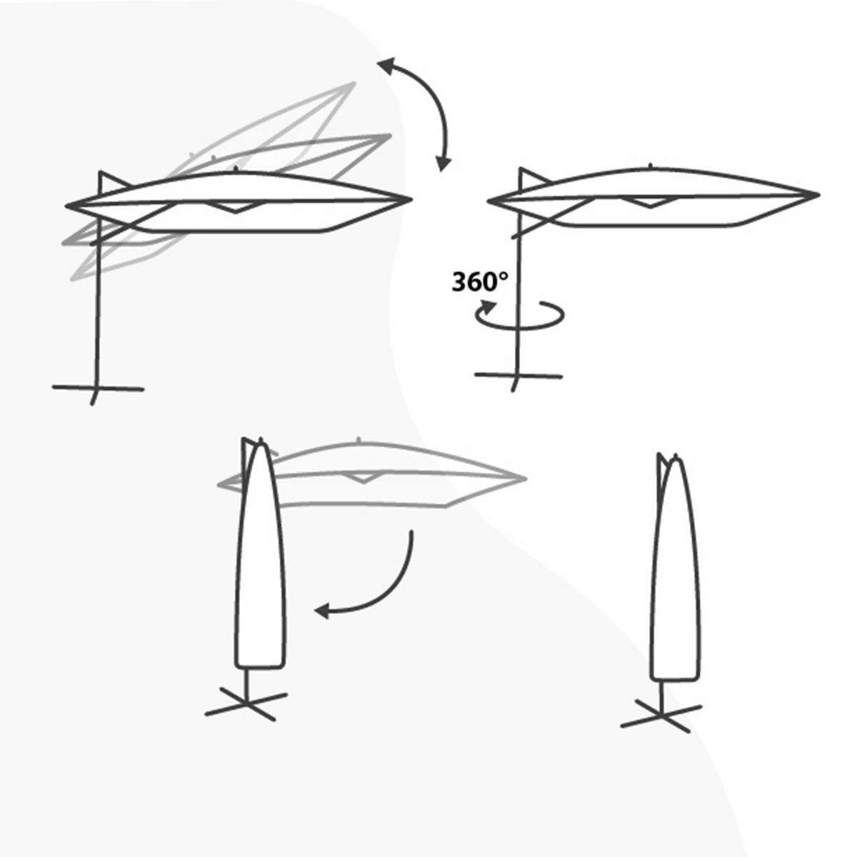 Ampelschirm Grau/Natur DM: 300 H:250 - Eichefarben/Grau, MODERN, Textil/Metall (300/300/250cm)