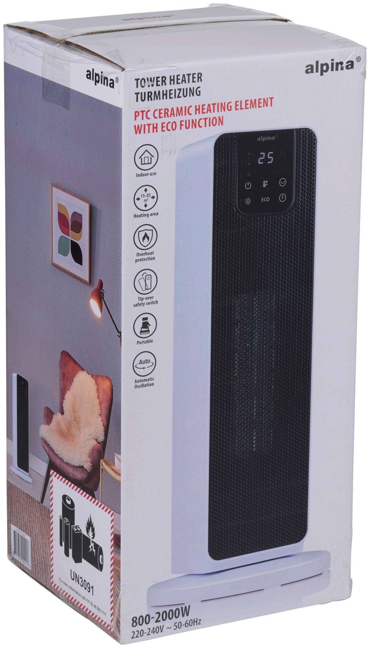 Turmventilator Turmheizung 800/2000w - Weiß, MODERN, Kunststoff (23/22/50cm)